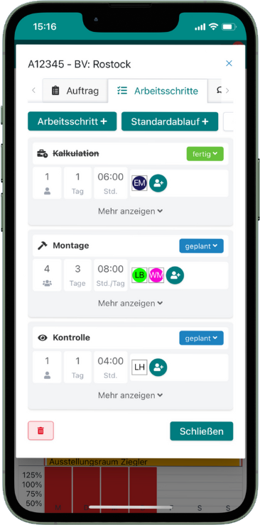 Mit den Arbeitsschritten kannst du eine schnelle und einfache Terminierung deiner Aufträge vornehmen