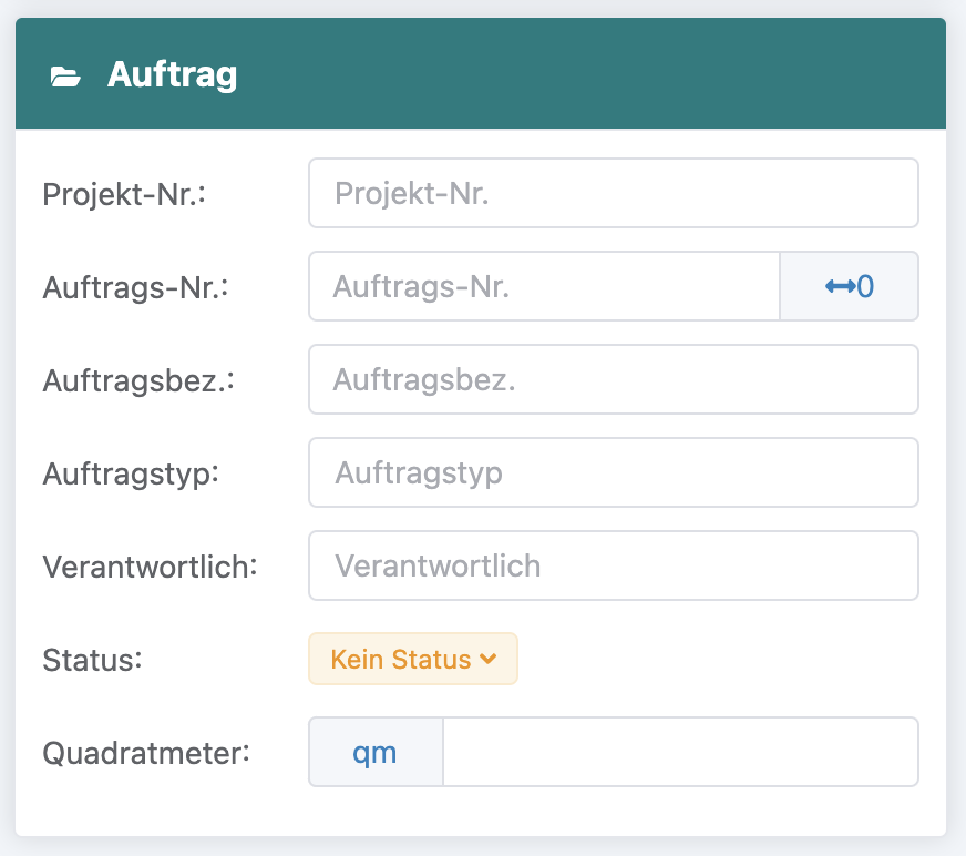 Merkmale für Aufträge in der Auftragsakte